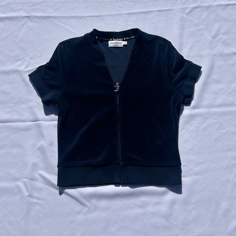 Juicy Couture Navy Blue Zip-Up Top - Picture 2 of 6